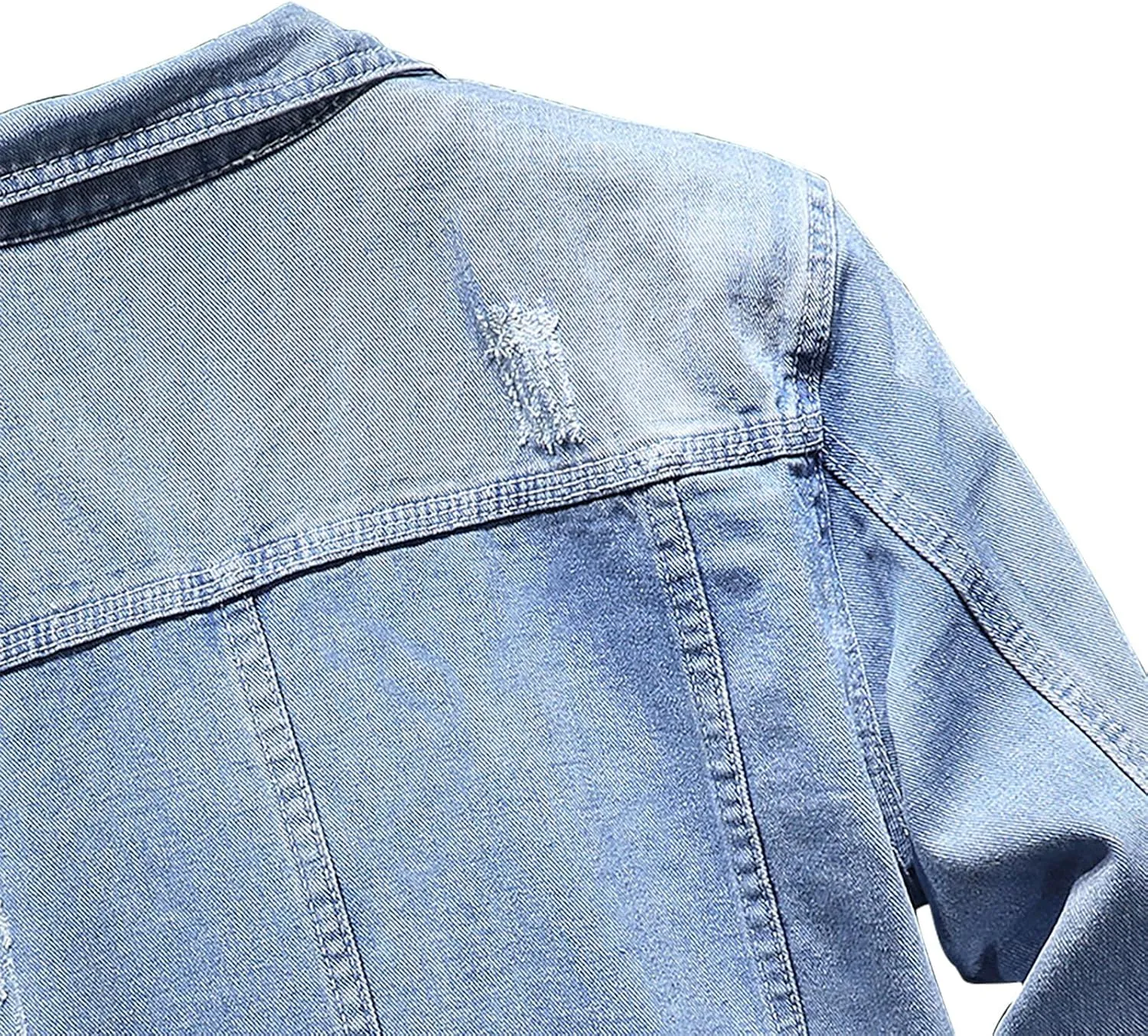 Man Long Sleeve Jackets Outerwear for Mens Turtle Neck Denim Western Ripped Cardigan Fall Winter 2025