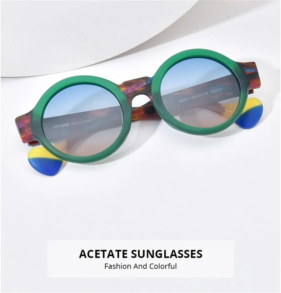 Matte Acetate Polarized Sunglasses UV400 Men Retro Big Circle Round Wide-Leg Sun Glasses Women Shades