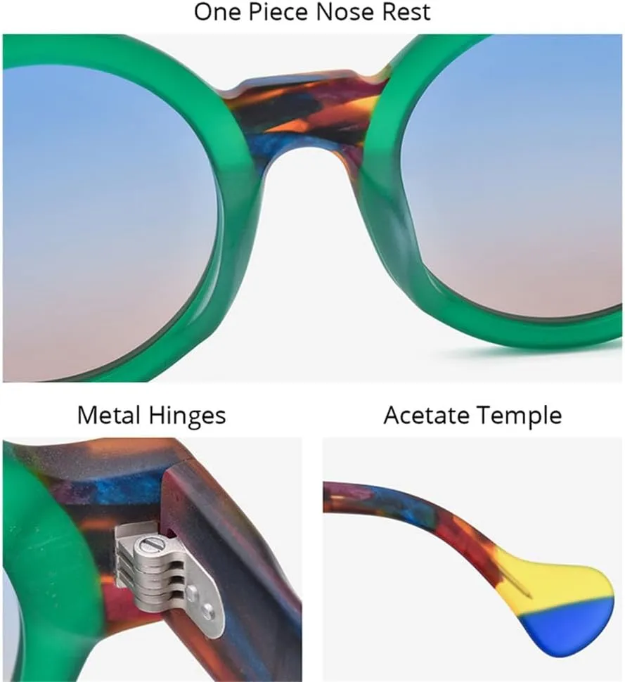 Matte Acetate Polarized Sunglasses UV400 Men Retro Big Circle Round Wide-Leg Sun Glasses Women Shades