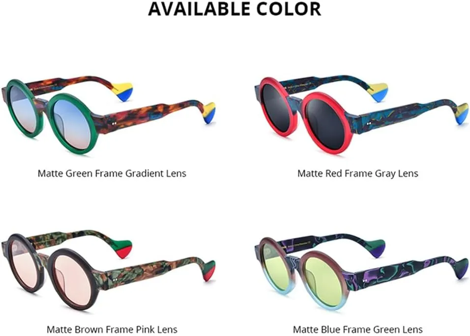 Matte Acetate Polarized Sunglasses UV400 Men Retro Big Circle Round Wide-Leg Sun Glasses Women Shades