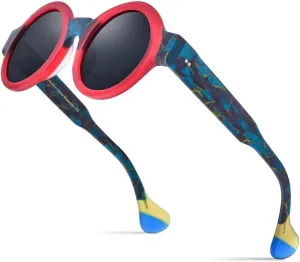 Matte Acetate Polarized Sunglasses UV400 Men Retro Big Circle Round Wide-Leg Sun Glasses Women Shades