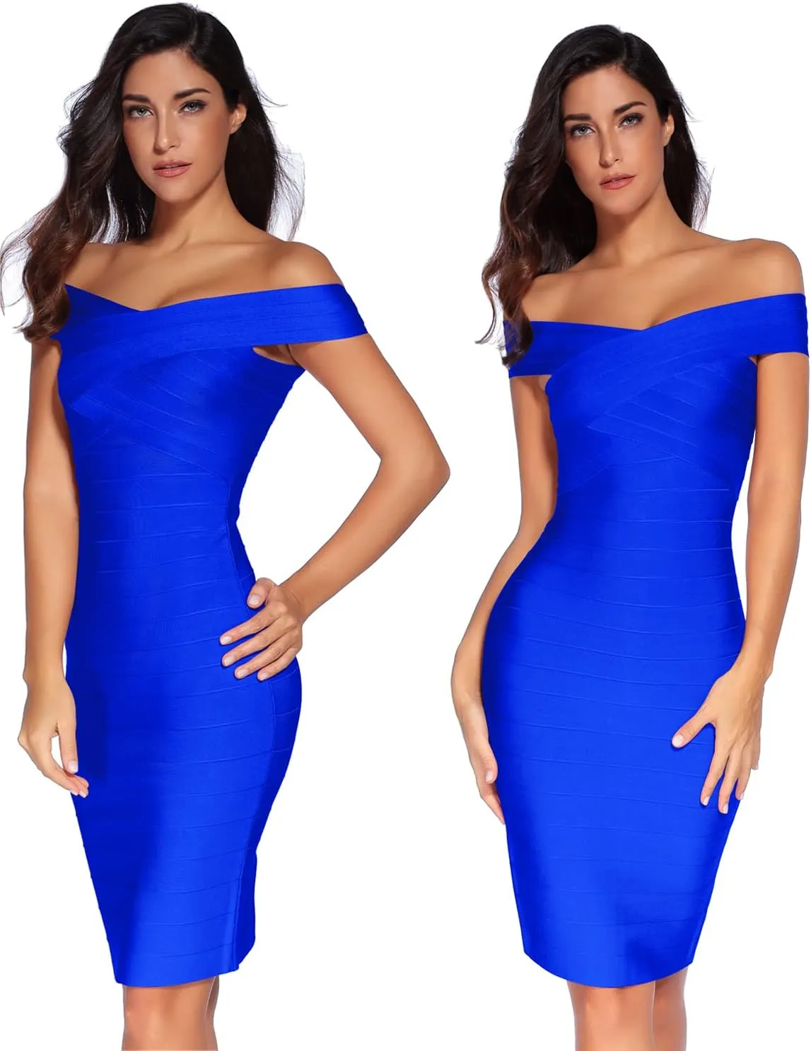 meilun Women's Rayon Off Shoulder Bandage Bodycon Party Dress