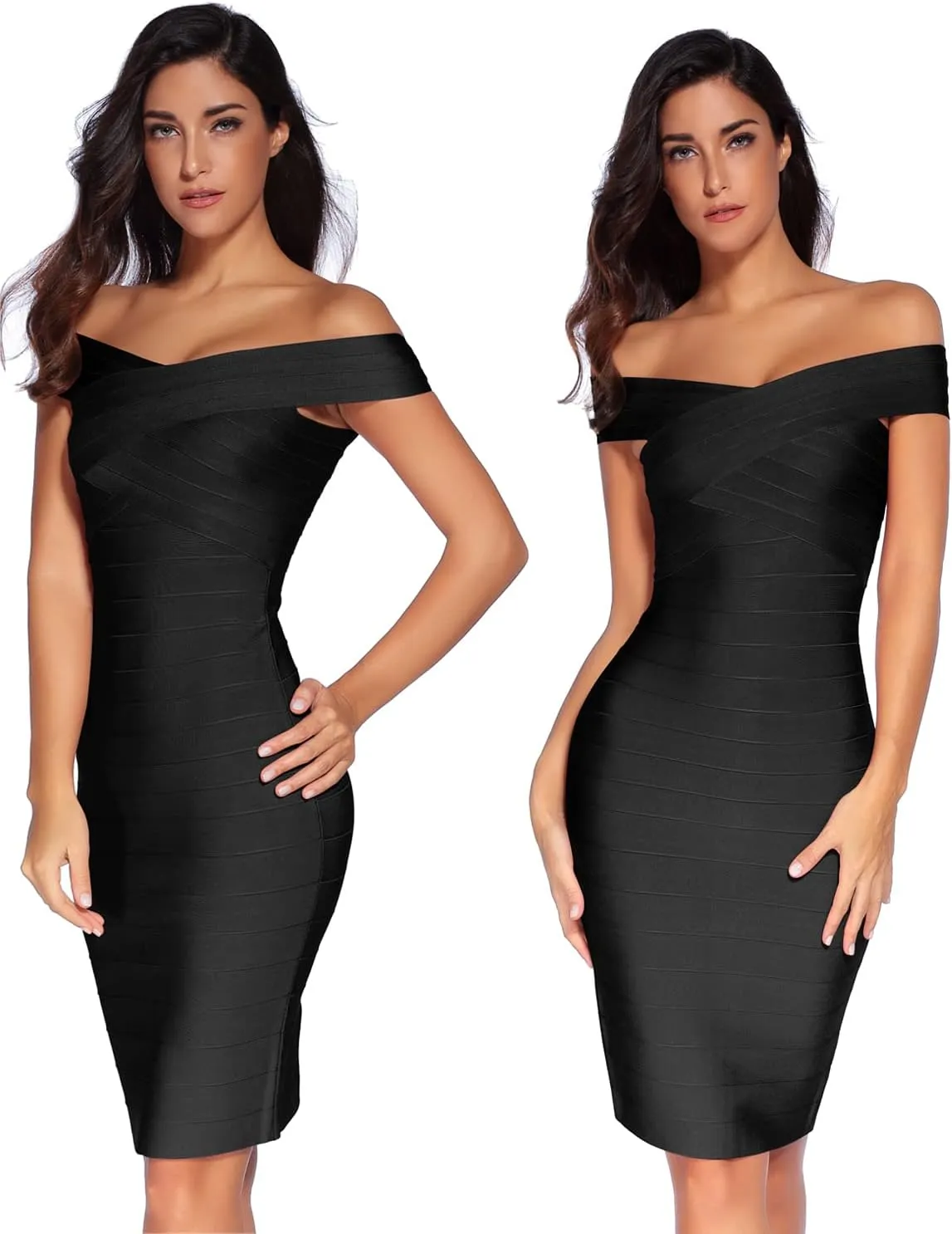 meilun Women's Rayon Off Shoulder Bandage Bodycon Party Dress