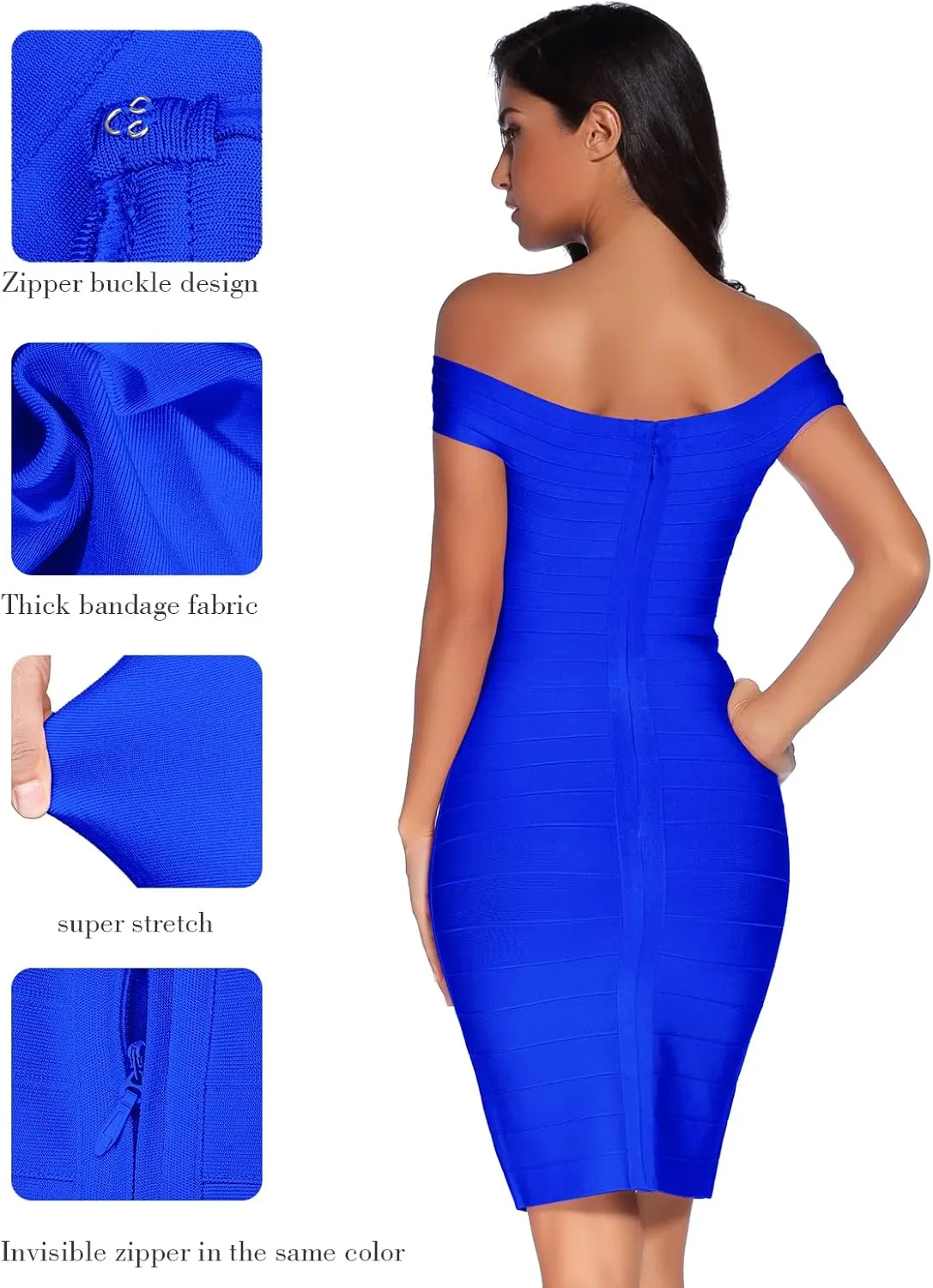 meilun Women's Rayon Off Shoulder Bandage Bodycon Party Dress