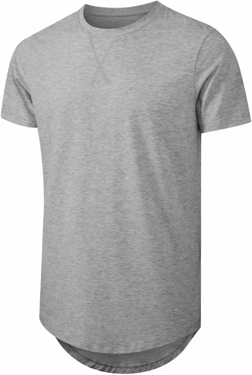 Mens 3 Pack Crewneck T-Shirts Short Sleeve Hipster Hip Hop Longline Classic Tee Tops