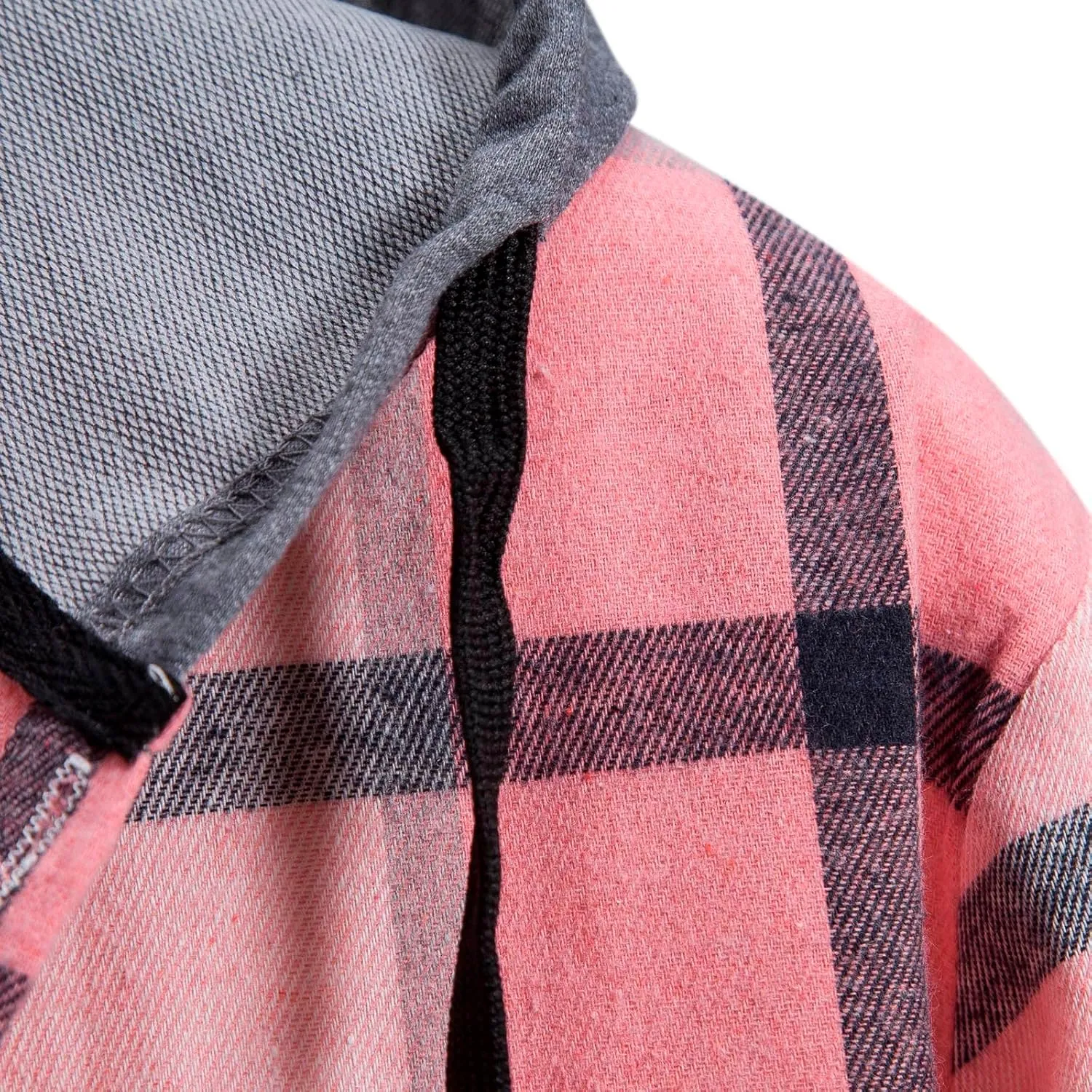 Mens Button Down Flannel Shackets with Hood Regular Fit Long Sleeve Oversized Casual Plaid Brushed Western Shirts