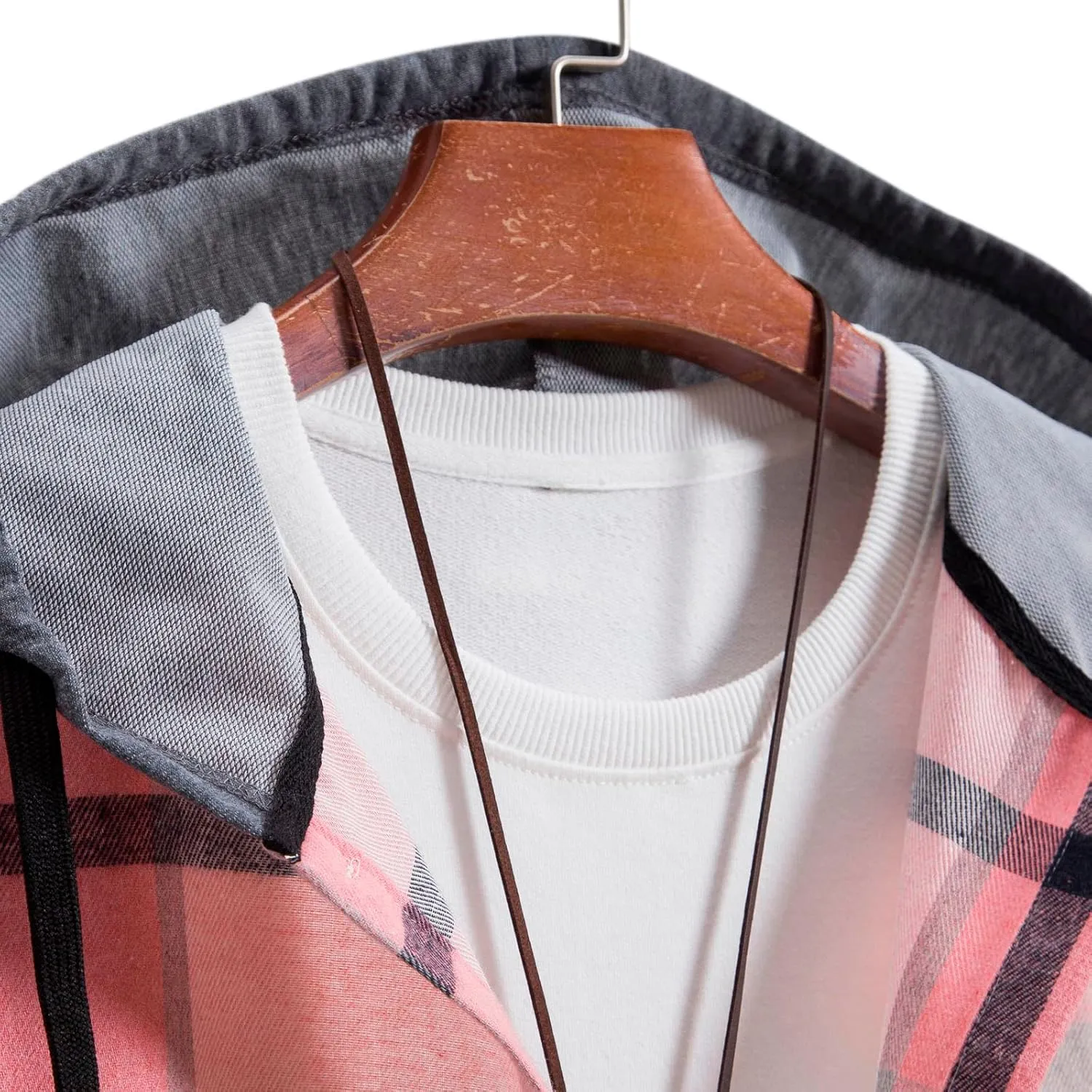 Mens Button Down Flannel Shackets with Hood Regular Fit Long Sleeve Oversized Casual Plaid Brushed Western Shirts