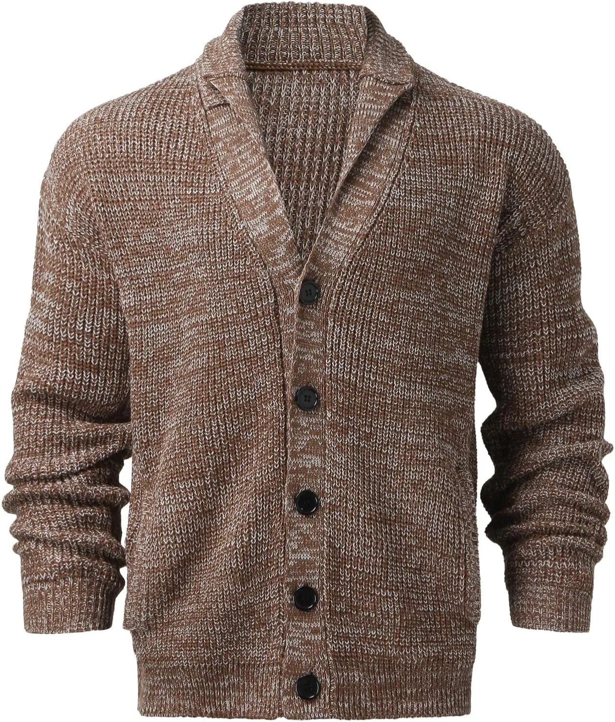 Mens Cable Knit Cardigan Sweater Shawl Collar Knit Blazer Jackets Button Down Fall Winter Faux Wool Chunky Sweaters