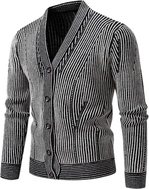 Mens Casual Slim Fit Cardigans Sweaters V-Neck Basic Long Sleeve Button Down Sweater Tops Fall Jacket Outerwear 2024