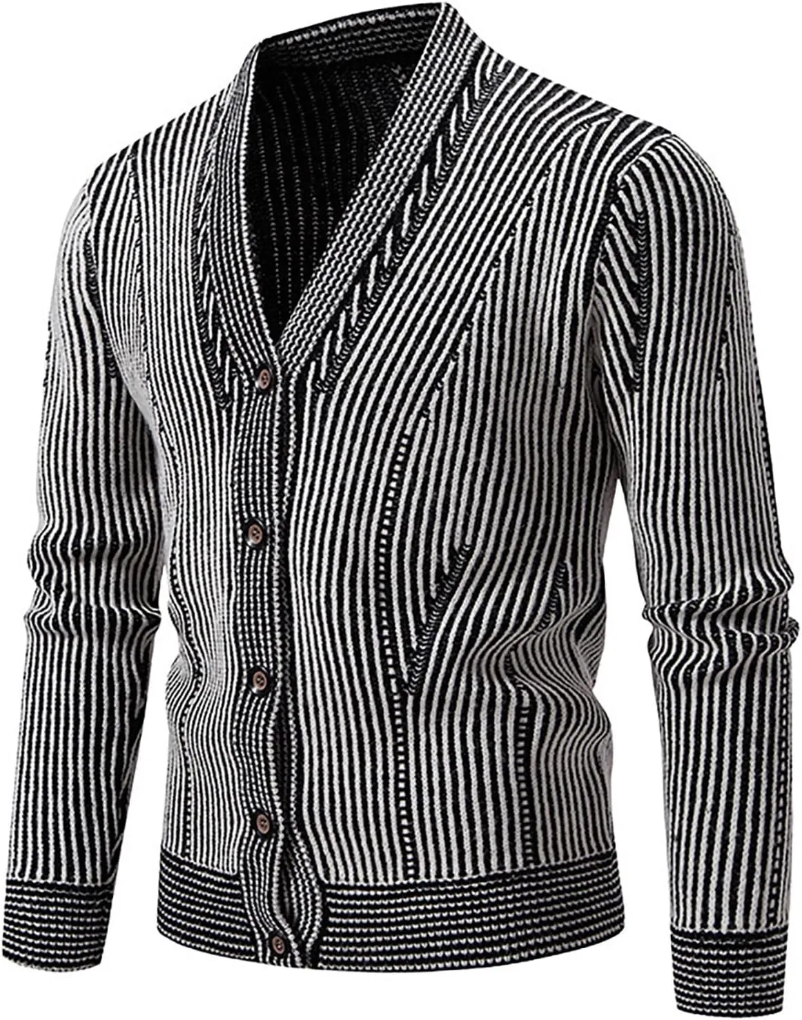 Mens Casual Slim Fit Cardigans Sweaters V-Neck Basic Long Sleeve Button Down Sweater Tops Fall Jacket Outerwear 2024
