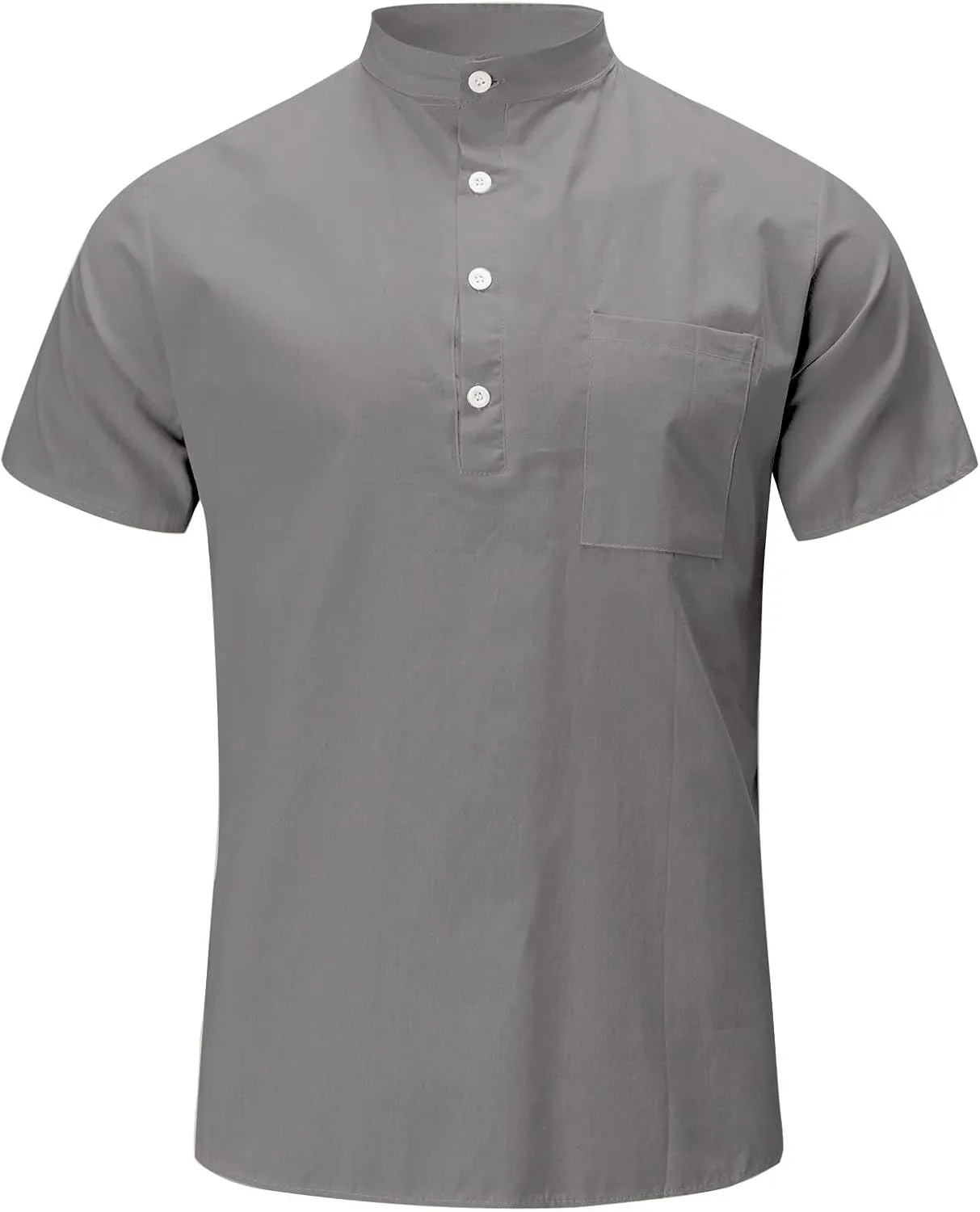 Men's Cotton Linen Tee Casual Short Sleeve V Neck Henley Shirt Quick Dry Breathable Wrinkle Summer Beach Hippie Shirts