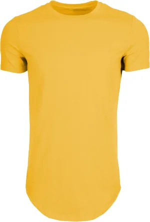Men's Crew Neck Athletic Muscle T-Shirts Stretch Comfort Longline Tops Classic Casual Pullover Summer Tees