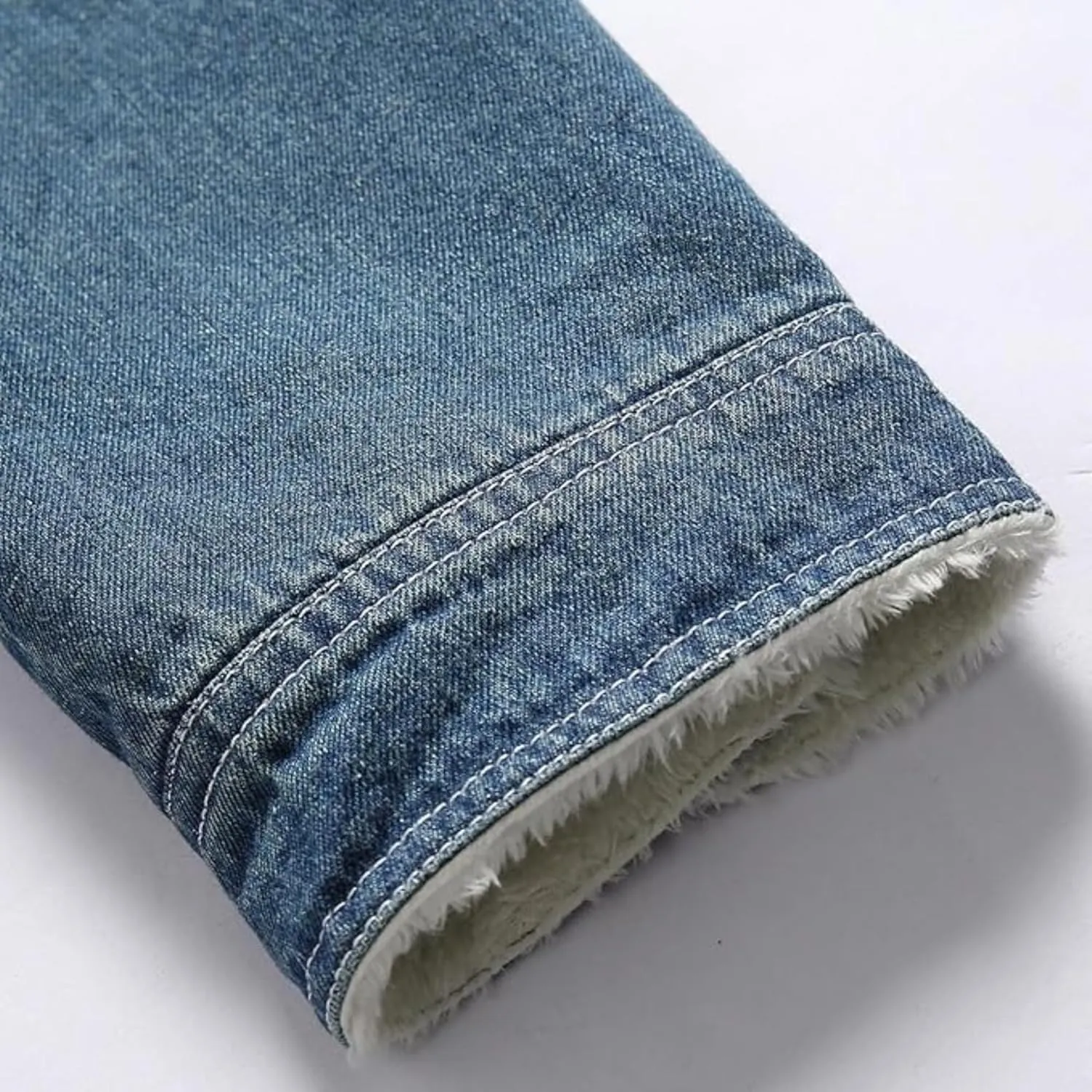 Mens Denim Jacket Plus Cotton Warm Fur Collar Sherpa Lined Denim Coat Vintage Fleece Cowboy Jean Jackets
