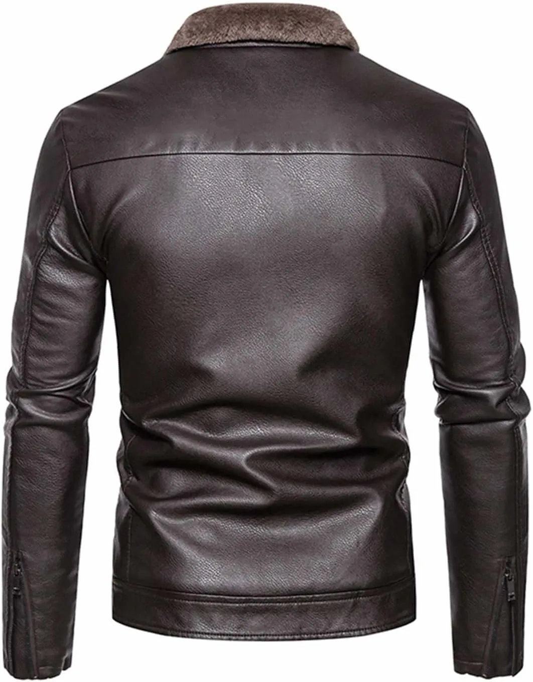 Men’s Faux Fleece Lined Leather Jackets Bomber Jacket Stylish Winter Coat Zip Up Sherpa Jacket