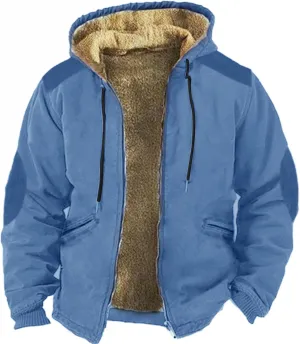 Mens Fleece Sherpa Lined Zip Up Hoodie Jackets, Long Sleeve Coat, Fleece Fur Lined Oversized Hoodies for Men
