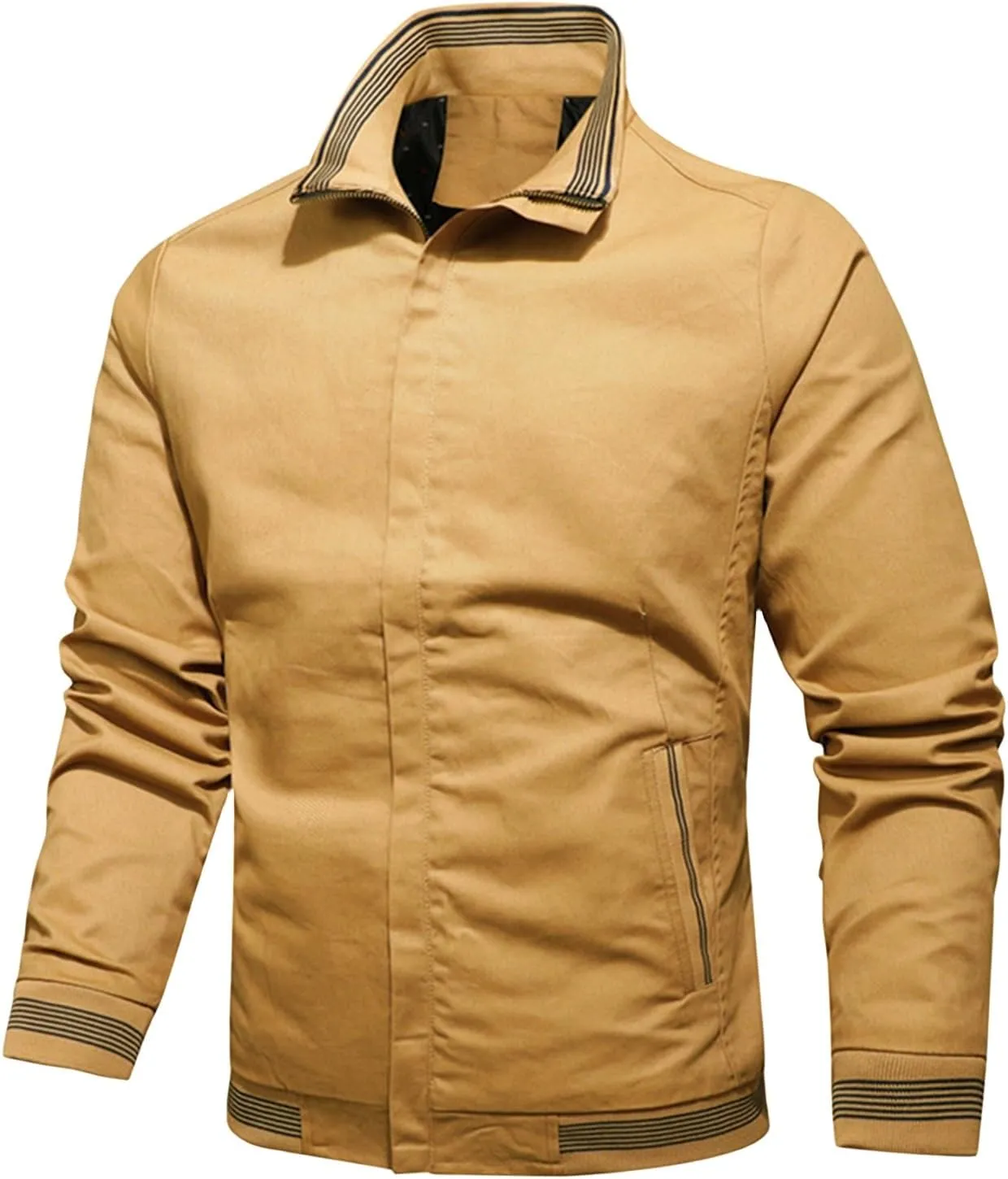 Mens Full Zip Lightweight Bomber Jacket Windbreaker Outerwear Active Coat Casual Slim Fit for Everyday Wear