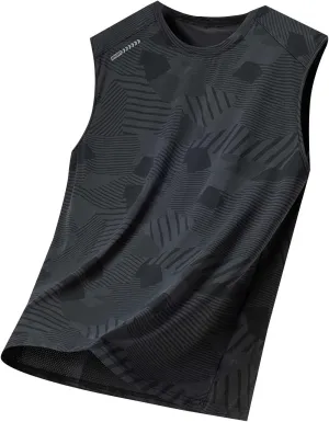 Men's Ice Silk Tank Tops Summer Crew Neck Sleeveless Workout Vest Shirt Quick Dry Bodybuilding Gym Muscle Cut Shirts