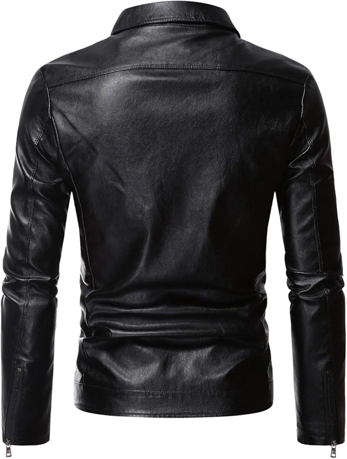 Mens Leather Jacket Slim Fit Motorcycle Black Biker Jackets Vintage Faux Leather Casual Lightweight Outerwear