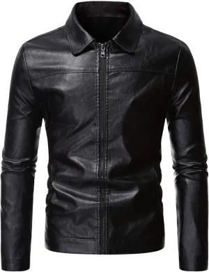 Mens Leather Jacket Slim Fit Motorcycle Black Biker Jackets Vintage Faux Leather Casual Lightweight Outerwear