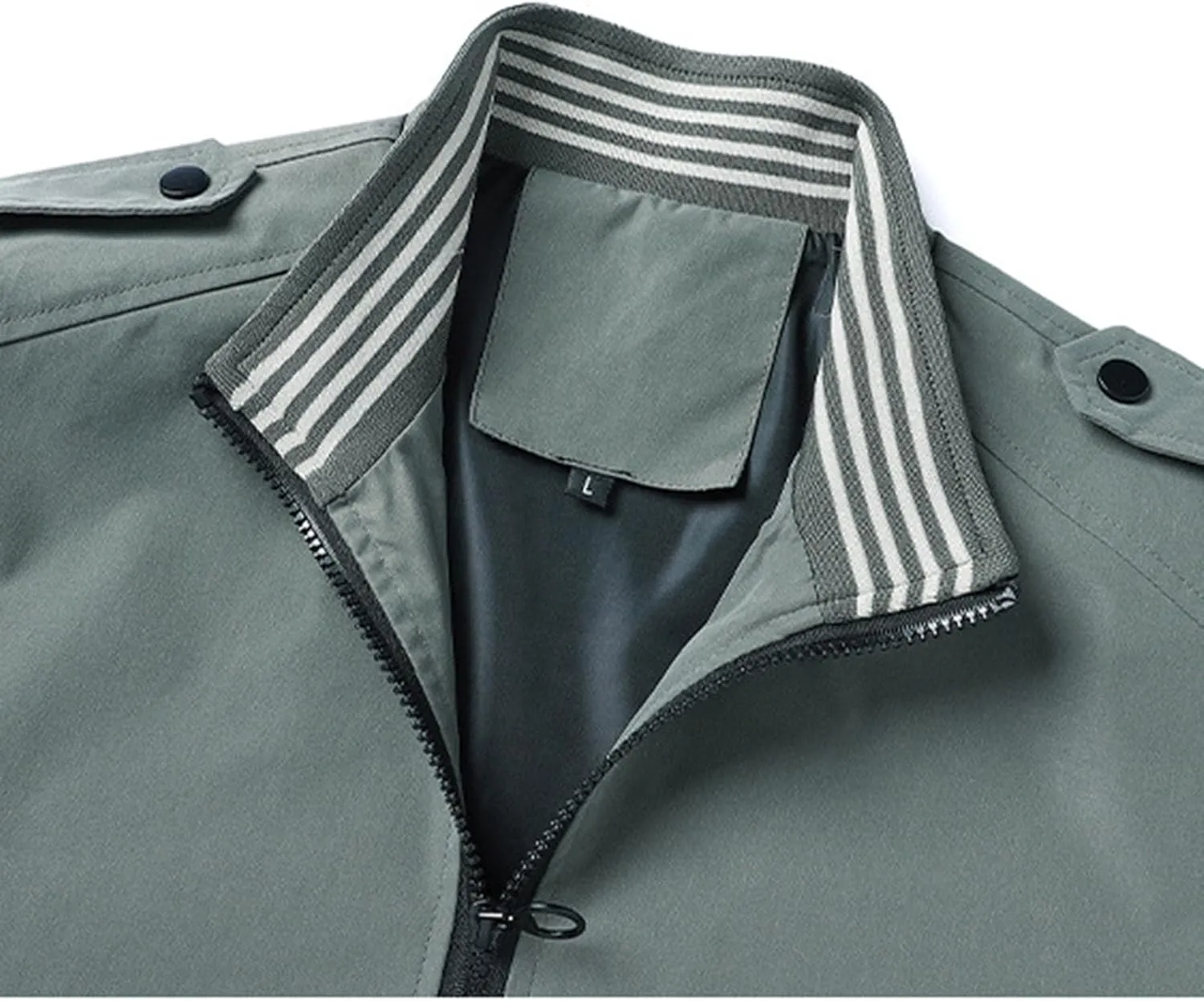 Mens Lightweight Casual Bomber Jacket, Spring Fall Windbreaker Zip Up Coat with Pocket, Slim Fit for Fall Outwear