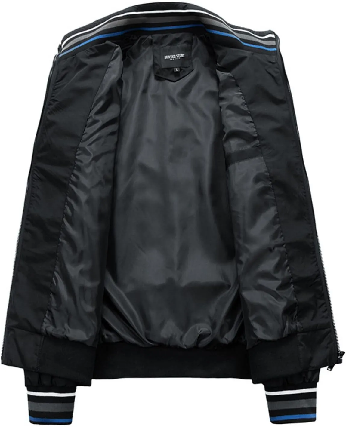 Mens Lightweight Casual Windbreaker Bomber Jacket with Pockets, Water Resistant Breathable Full Zip Thin Jacket