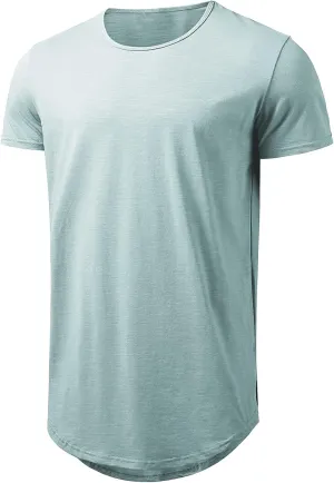 Mens Longline Gym Muscle Bodybuilding Tshirts Hipster Reflective Line Scallop Crewneck Tees Shirts Tops