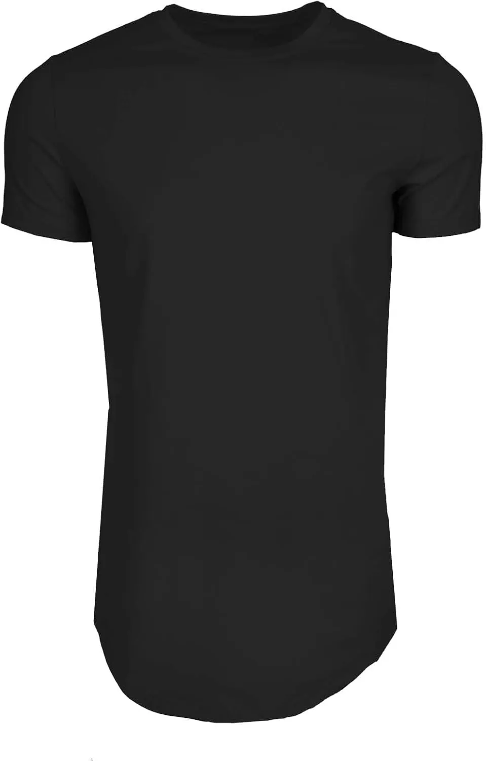 Mens Longline Muscle Fit T Shirts Short Sleeve Gym Workout Bodybuilding Tee Tops Solid Color Basic Hipster Sport Tops