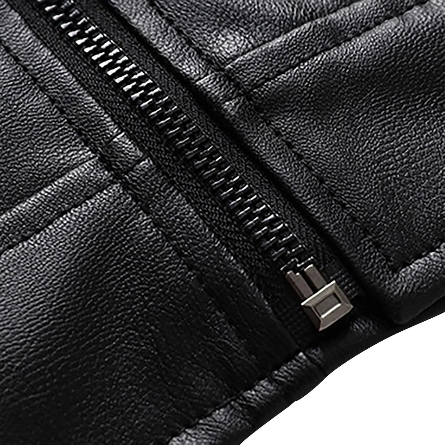 Men's Motorcycle Biker Riding Black Leather Jacket Asymmetric Zip Notch Lapel Collar Coat Lightweight Casual Jackets