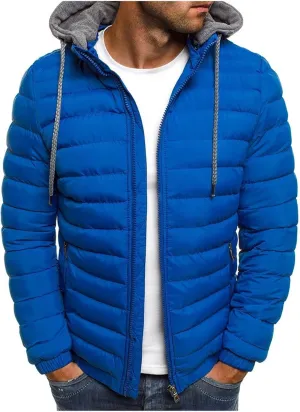 Men's Packable Puffer Jackets Lightweight Quilted Padded Jacket Hooded Detachable Down Bubble Coats Casual Tops