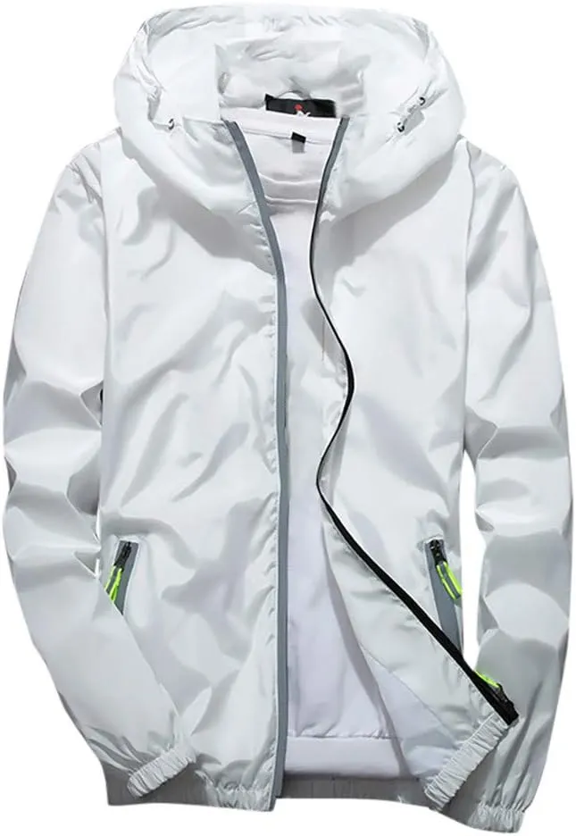 Men's Plus Size Jacket Rain Windbreaker Lightweight Shell Raincoat With Hood For Golf Hiking Travel, M-7XL
