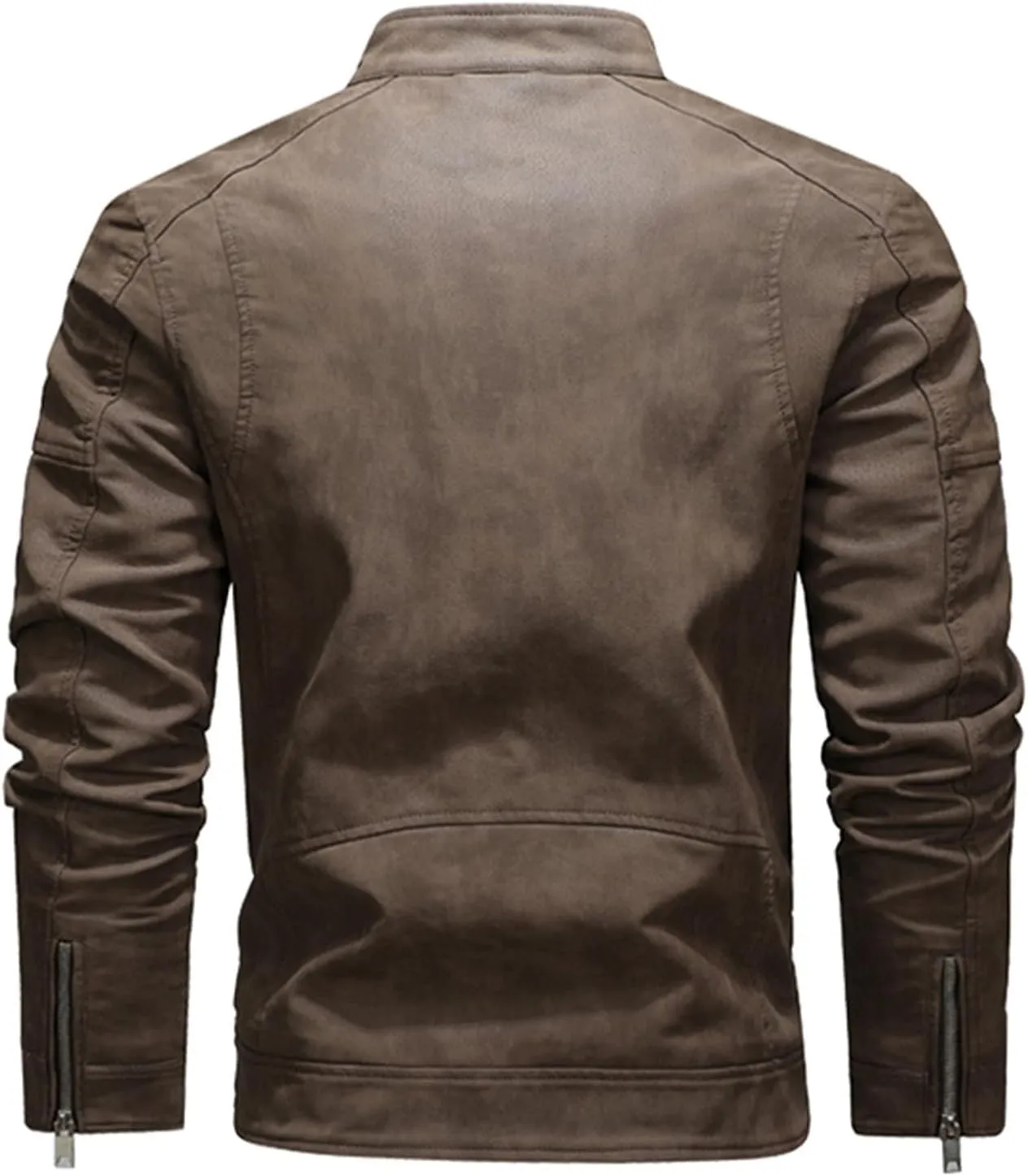 Men‘s PU Leather Jacket Motorcycle Racer Jackets Zip-Up Biker Coat for Men with Multiple Pocket Biker Vintage Outwear