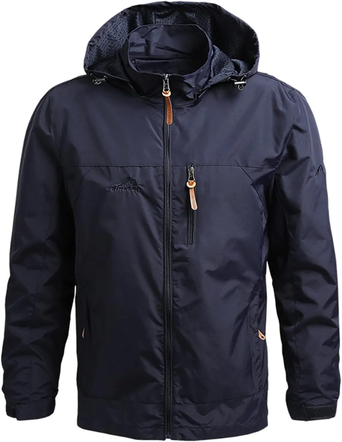 Mens Rain Jacket Zip Jacket With Hood Lightweight Windbreaker Waterproof Raincoat Outdoor Sportswear,M-5XL