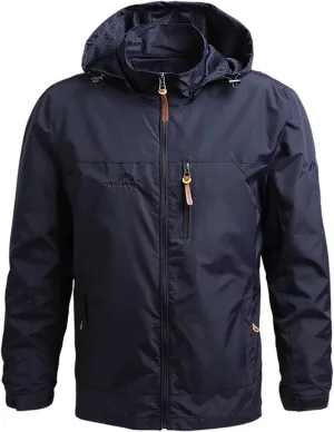 Mens Rain Jacket Zip Jacket With Hood Lightweight Windbreaker Waterproof Raincoat Outdoor Sportswear,M-5XL