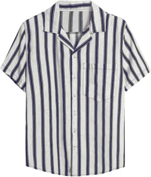 Mens Shirts Short Sleeve Summer Button Down Casual Linen Tropical Holiday Beach Basic Tee Shirt XL Tall T
