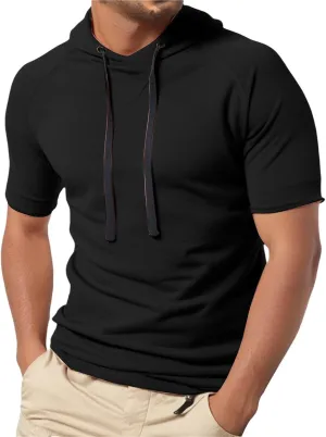 Men's Sleeveless Tank Tops with Hood Workout Gym Muscle Cut Off Shirts Bodybuilding Hoodies Pullover Cotton T Shirt