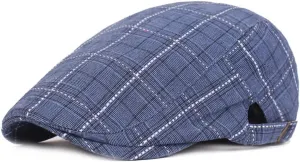 Mens Summer Plaid Beret Newsboy Caps Ivy Gatsby Golf Flat Cap with Adjustable Buckle