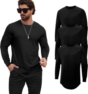 Mens T Shirts Casual Hipster Hip Hop Longline Crewneck Tee Shirts