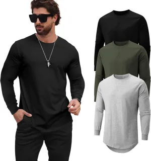 Mens T Shirts Casual Hipster Hip Hop Longline Crewneck Tee Shirts