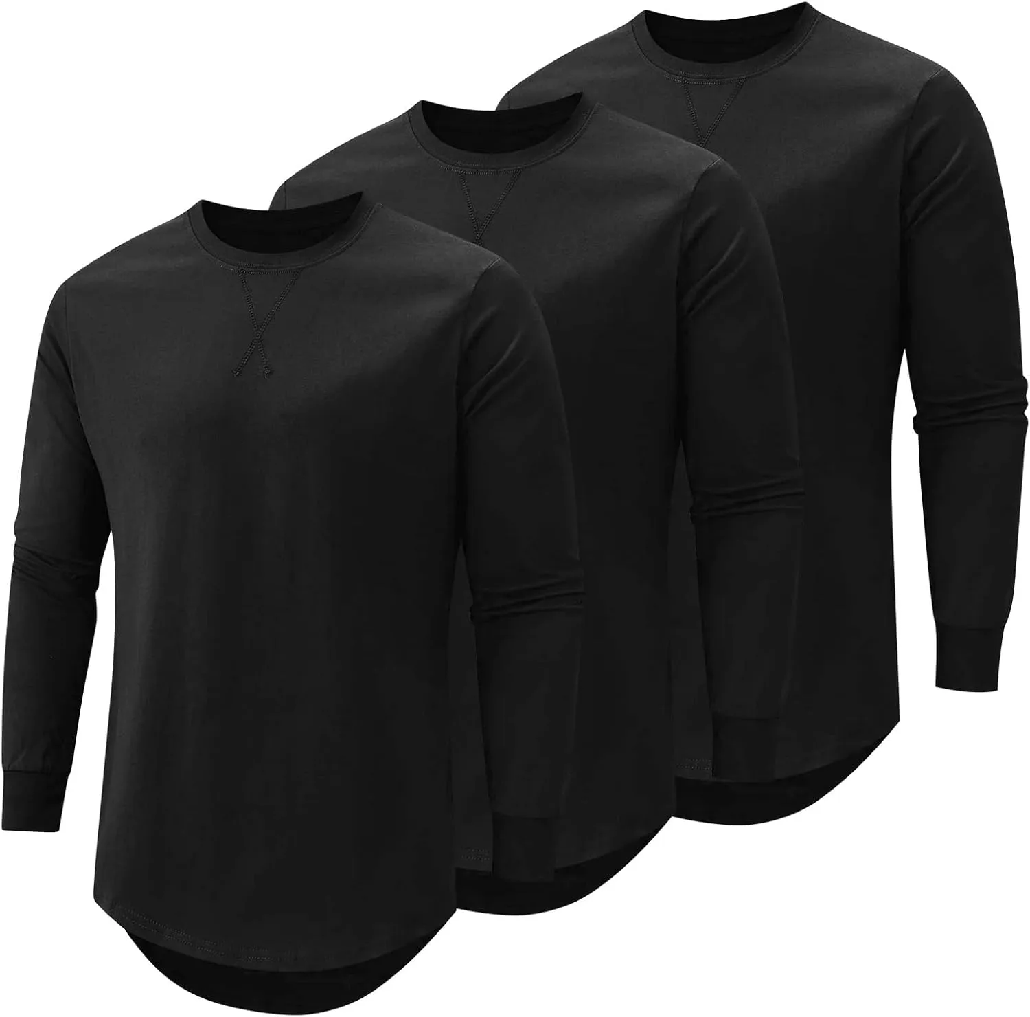 Mens T Shirts Casual Hipster Hip Hop Longline Crewneck Tee Shirts