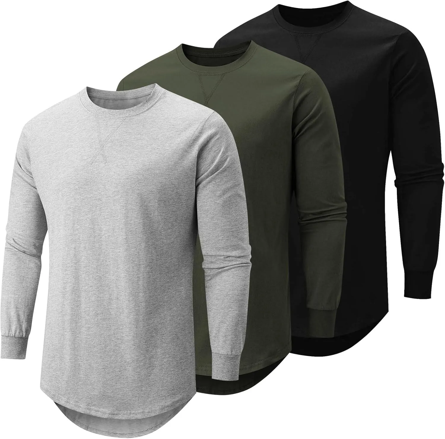 Mens T Shirts Casual Hipster Hip Hop Longline Crewneck Tee Shirts