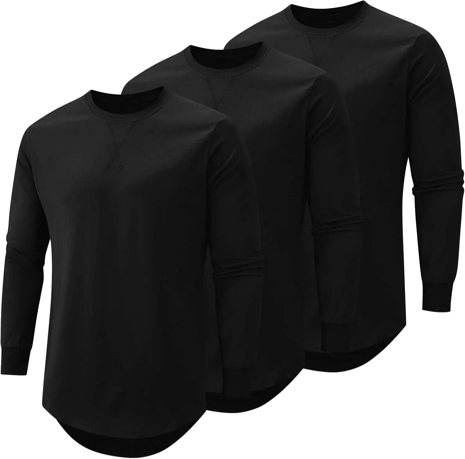 Mens T Shirts Casual Hipster Hip Hop Longline Crewneck Tee Shirts