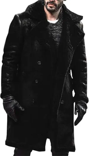 Men's Trench Coat Long Pea Coat Warm Buttons Coat Jacket Wool Long Sleeve Warm Coat Turn-down Collar Coat Vintage