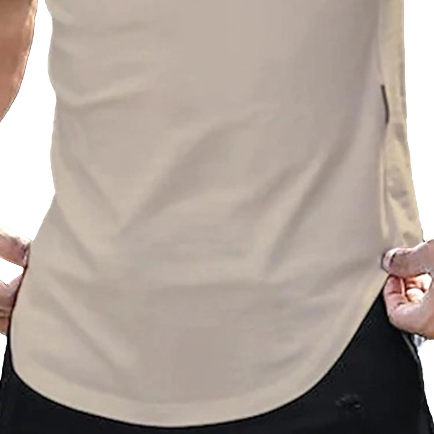 Men's V-Neck Regular Fit Longline T-Shirts Muscle Outdoor Summer Tee Lightweight Stretch Solid Tee Shirts