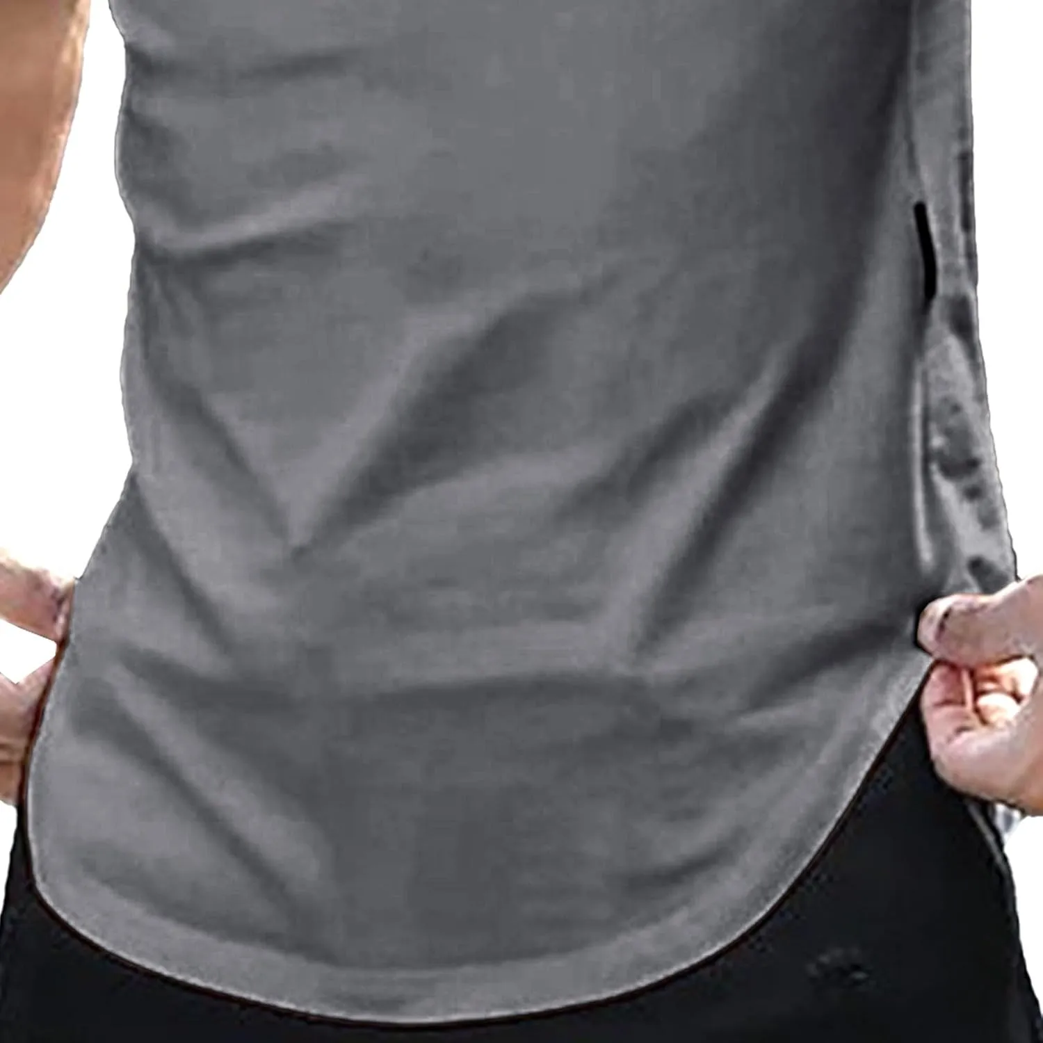 Men's V-Neck Regular Fit Longline T-Shirts Muscle Outdoor Summer Tee Lightweight Stretch Solid Tee Shirts