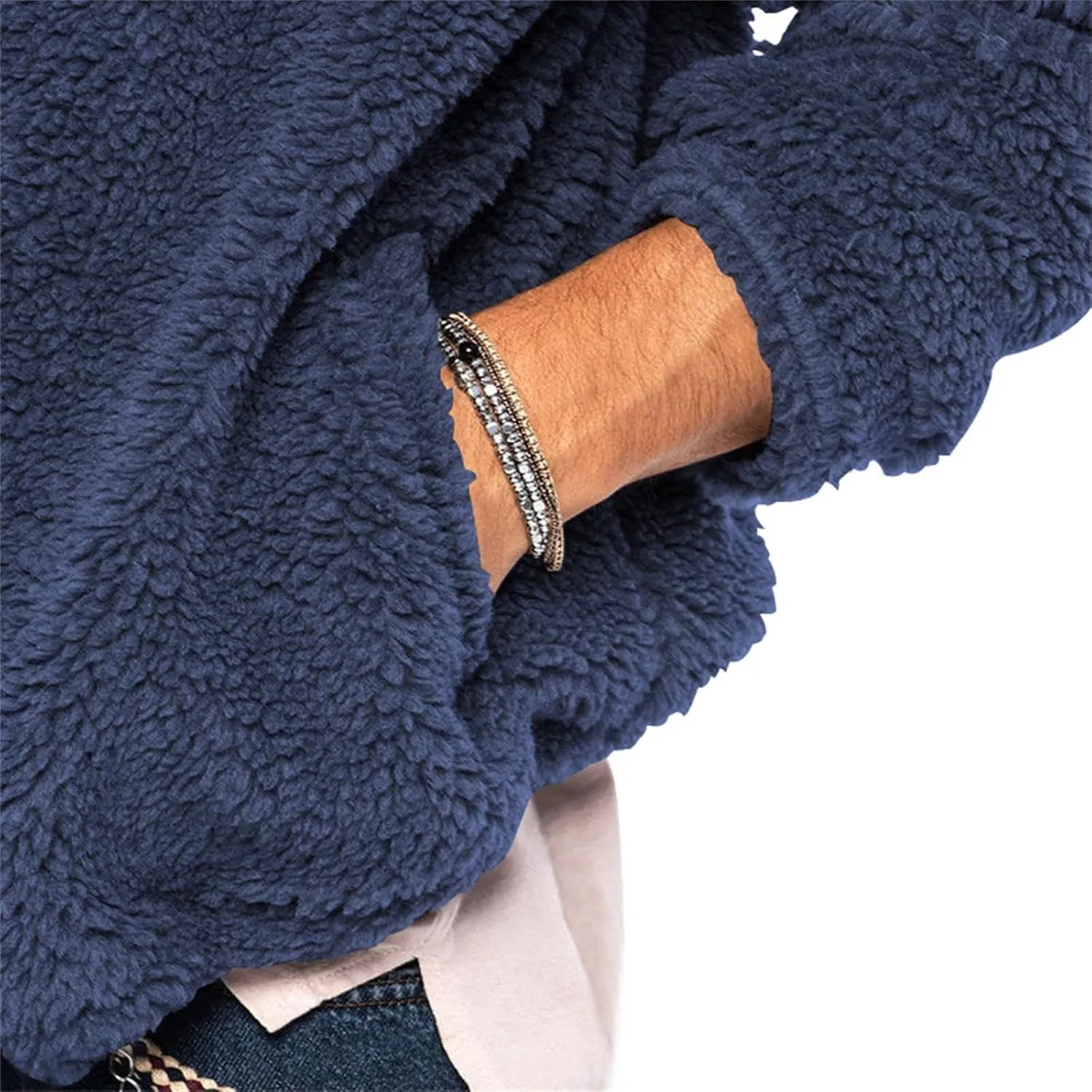 Mens Warm Fleece Sweater Hoodie Jacket Sherpa Coat with Fuzzy Lining Sportswear Hoodie Sweatshirt with Pockets