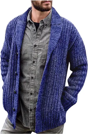 Men's Winter Coat Cardigan Sweaters Knitted Regular Fit Jacket Fleece Lined Warm Coat With Pockets, XXL-5XL