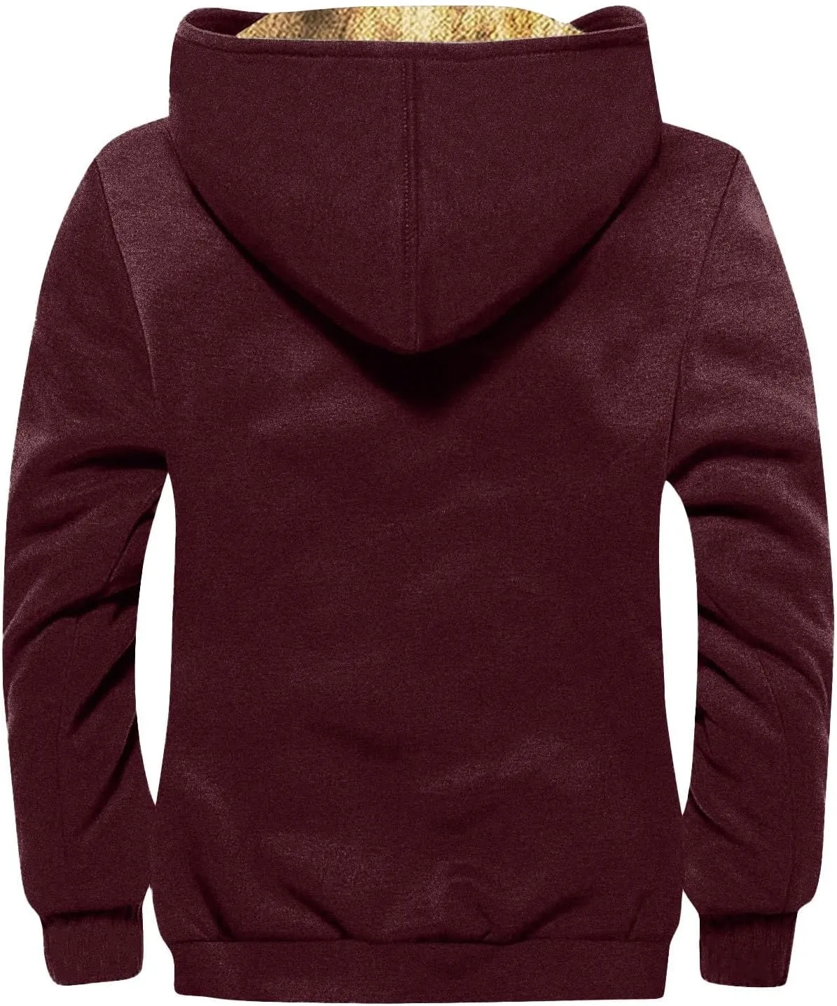 Men's Winter Sherpa Lined Hoodie Jacket Flag Print Zip Up Sweatshirt Heavyweight Warm Fleece Coat with Pockets M-7XL
