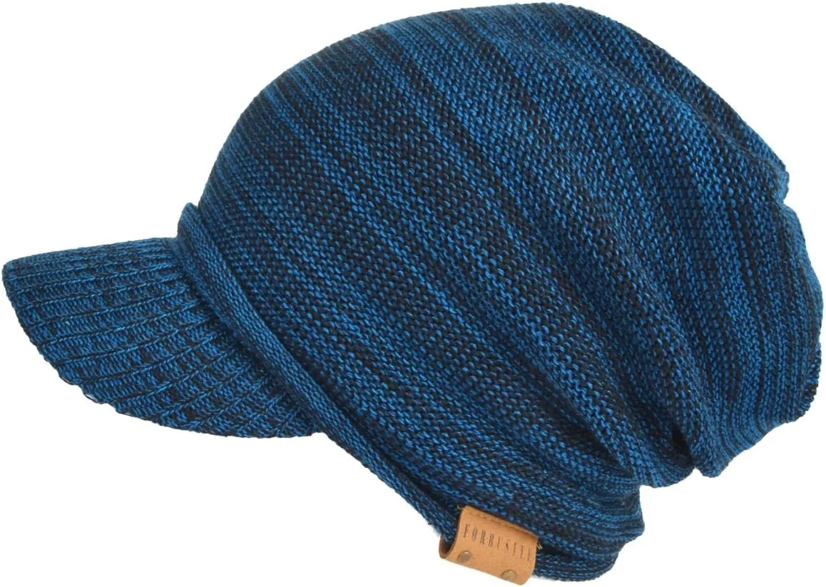 Mens Womens Thick Fleece Lined Knit Newsboy Cap Slouch Beanie Hat with Visor