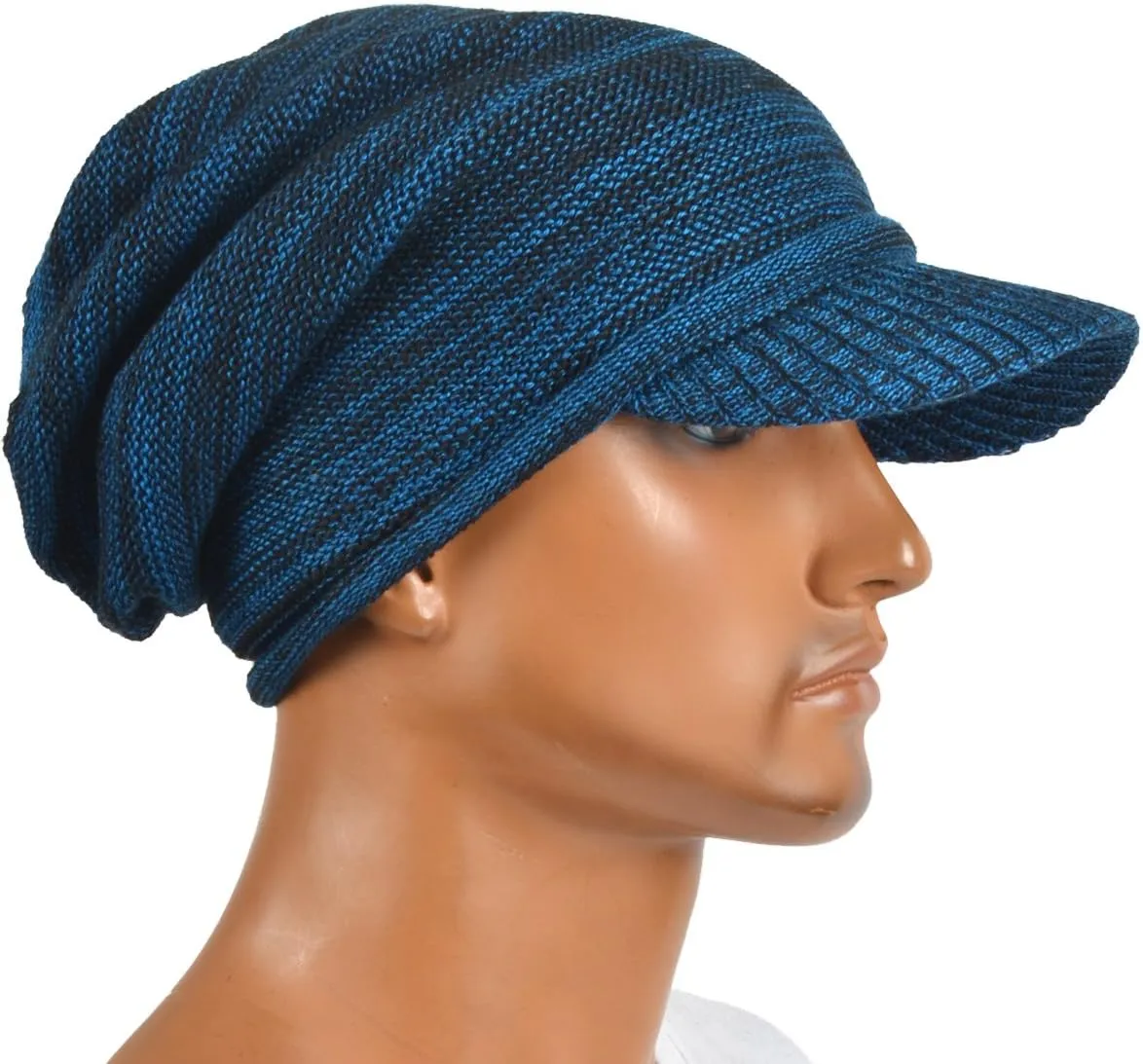 Mens Womens Thick Fleece Lined Knit Newsboy Cap Slouch Beanie Hat with Visor