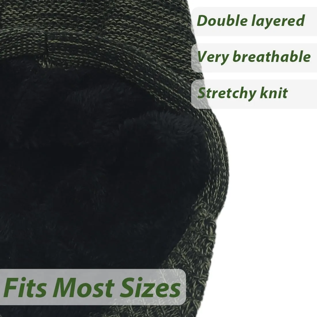 Mens Womens Thick Fleece Lined Knit Newsboy Cap Slouch Beanie Hat with Visor